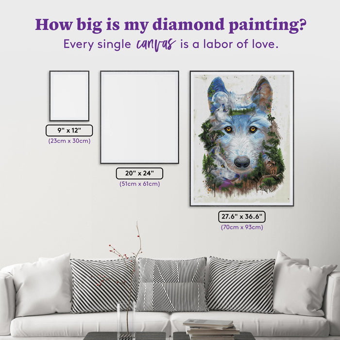 Diamond Painting Wolf Pack 27.6" x 36.6" (70cm x 93cm) / Square With 56 Colors Including 4 ABs / 102,213