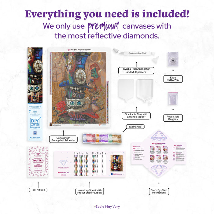 Diamond Painting Wonderland...find your way 22" x 29" (55.8cm x 73.7cm) / Square with 67 Colors including 2 ABs and 3 Fairy Dust Diamonds / 66,304