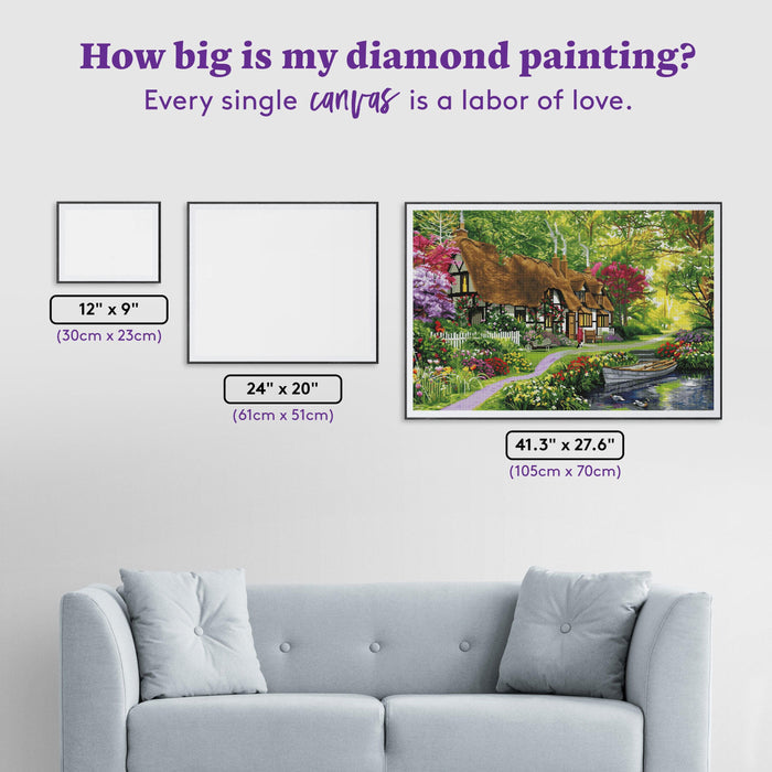Diamond Painting Woodland Walk Cottage 41.3" x 27.6″ (105cm x 70cm) / Square with 60 Colors including 2 ABs / 115,230