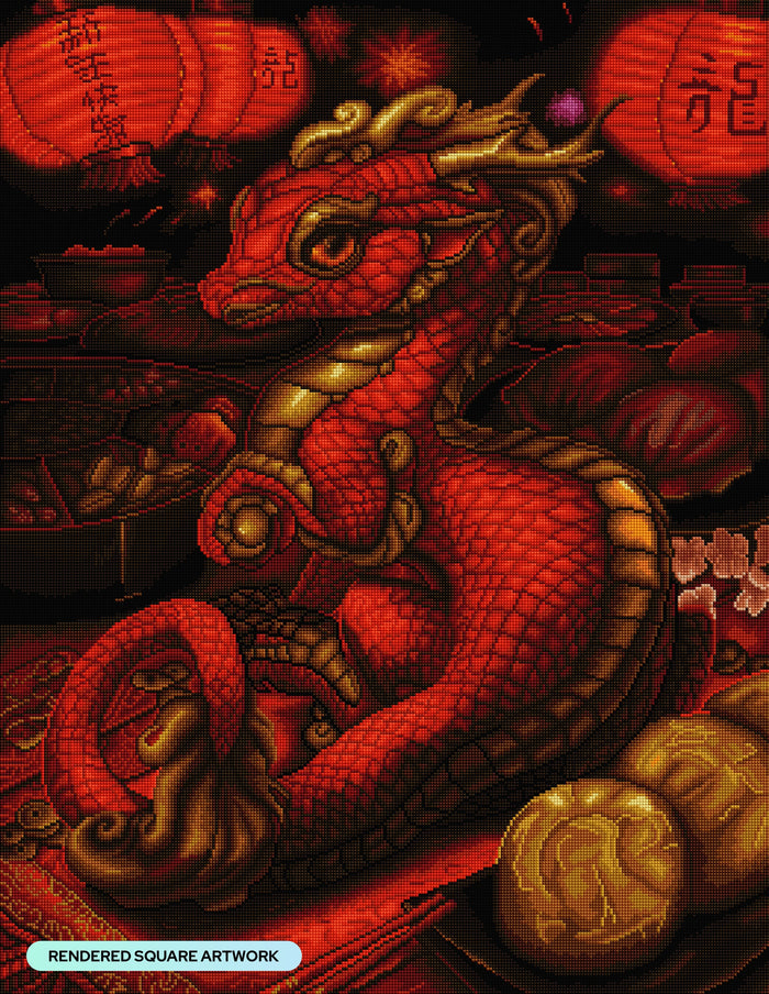 Diamond Painting Year of the Dragon 25.6" x 33.1" (65cm x 84cm) / Square With 31 Colors Including 1 ABs and 3 Fairy Dust Diamonds / 87,957