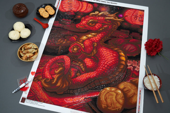 Diamond Painting Year of the Dragon 25.6" x 33.1" (65cm x 84cm) / Square With 31 Colors Including 1 ABs and 3 Fairy Dust Diamonds / 87,957