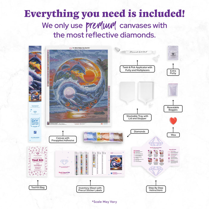 Diamond Painting Yin & Yang of Life 25.6" x 31.9" (65cm x 80.9cm) / Square with 62 Colors including 4 ABs and 3 Fairy Dust Diamond / 84,825