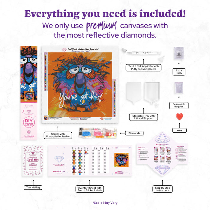 Diamond Painting You've Got This! 17" x 17" (42.7cm x 42.7cm) / Round with 37 Colors including 3 ABs and 2 Fairy Dust Diamonds / 24,025