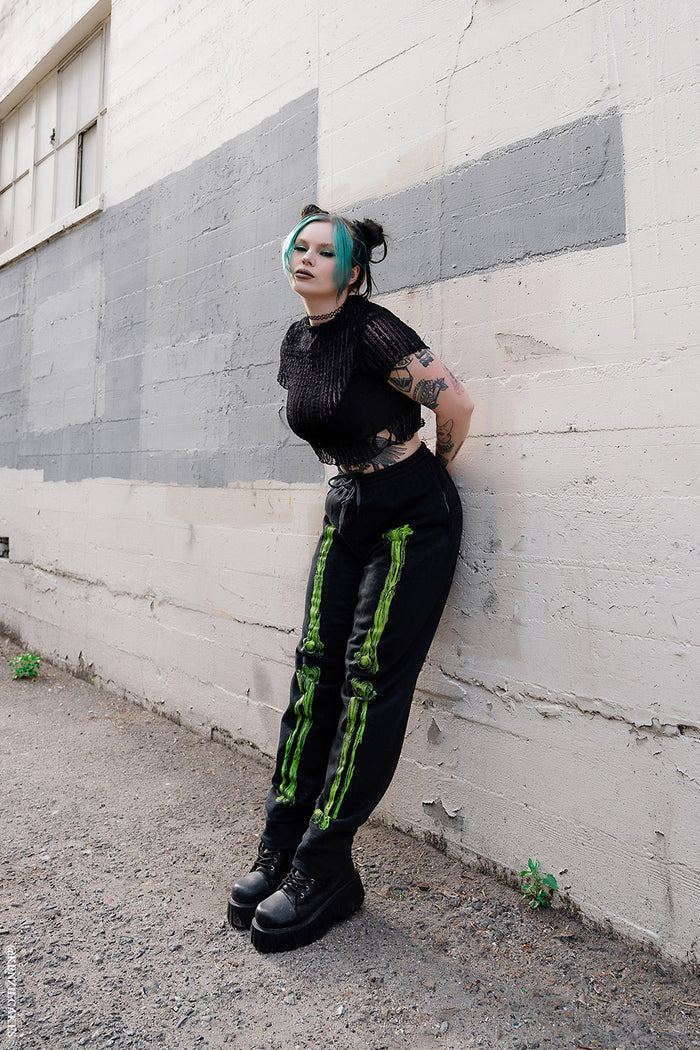 skeleton bone jogger pants